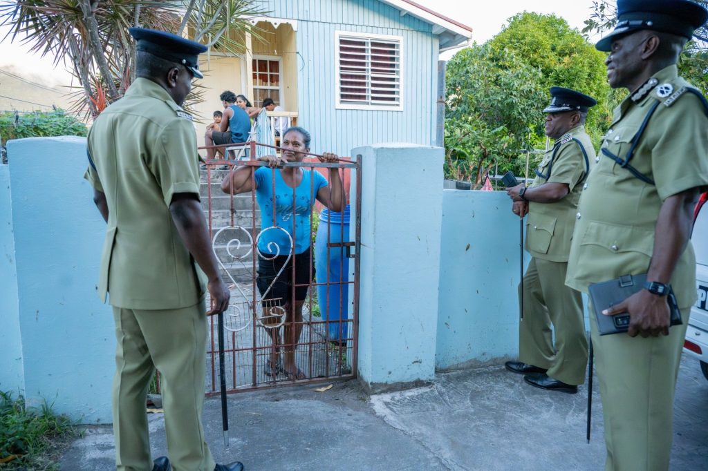 Police Executives Conduct Community Walkthrough in Charlestown, Nevis