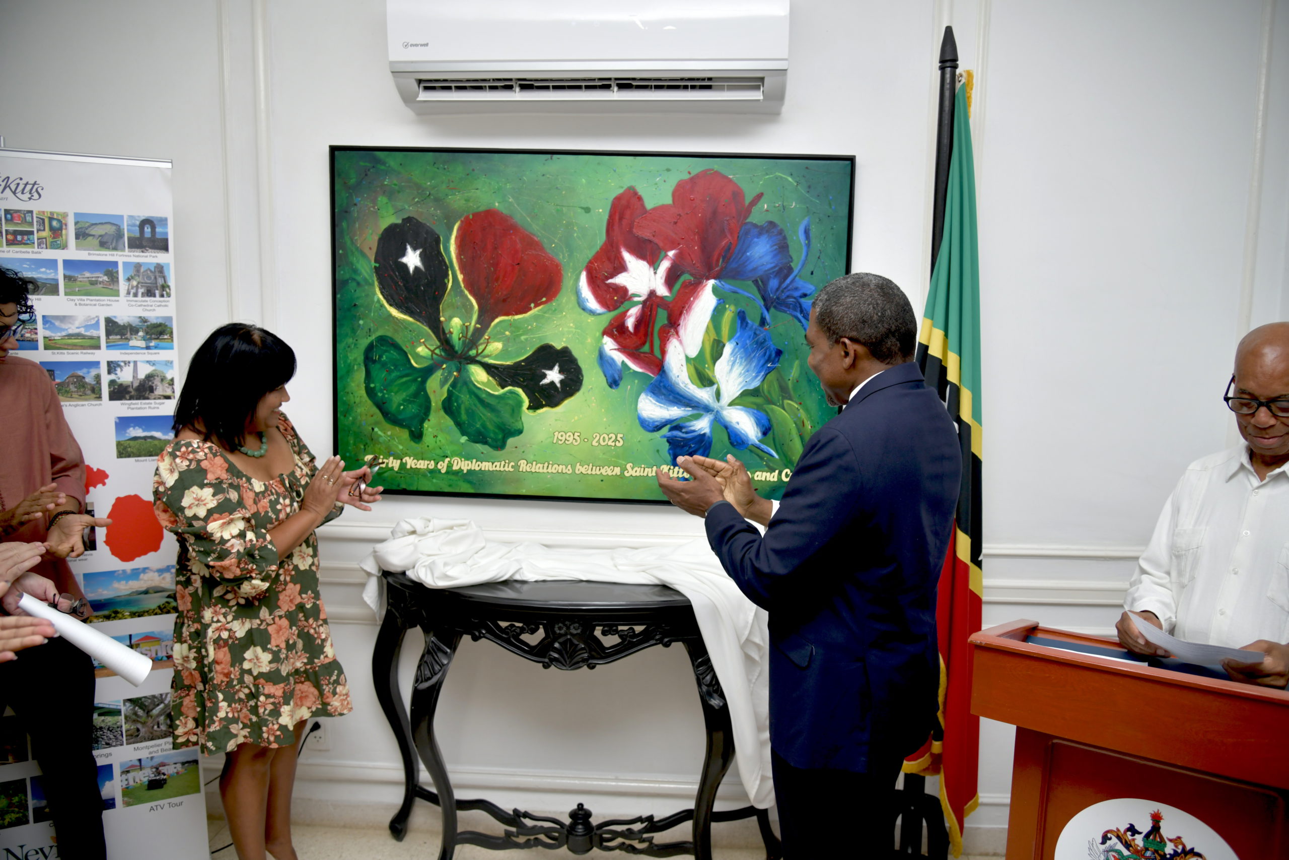 Commemorative Painting Unveiled Marking 30 Years of Diplomatic Relations Between St. Kitts and Nevis and Cuba
