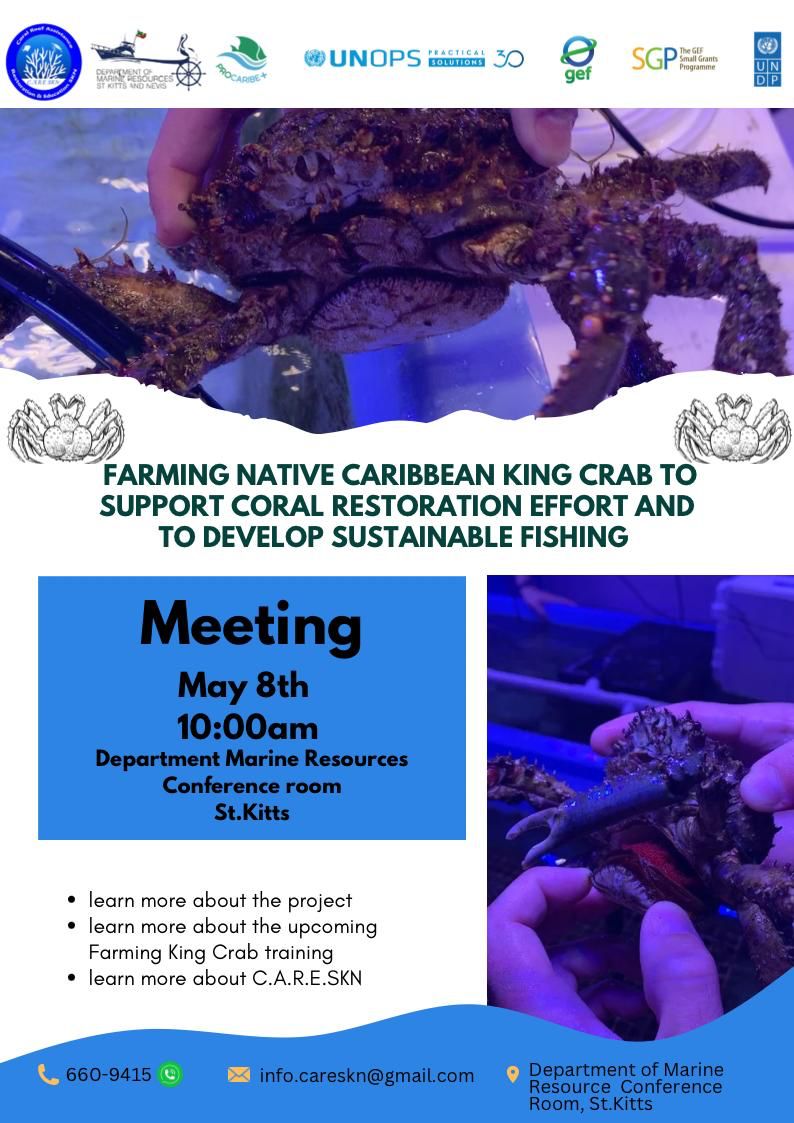 St. Kitts to Host Conference on King Crab Mariculture for Coral Reef Restoration and Sustainable Fisheries Management