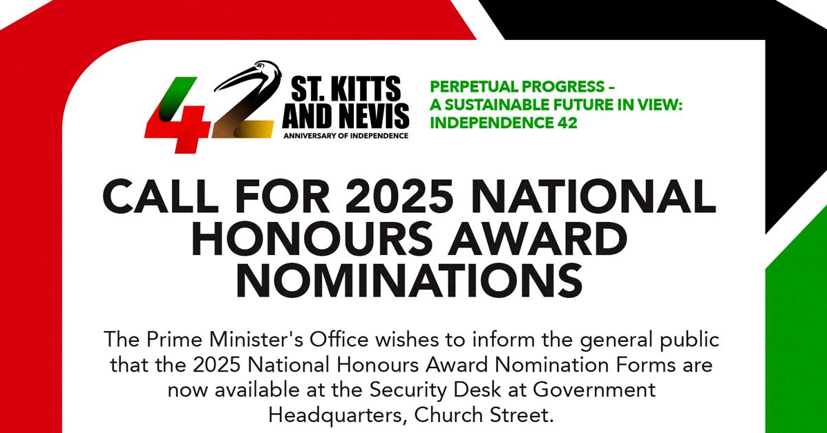 2025 National Honours Awards Nominations Now Open in Saint Kitts and Nevis