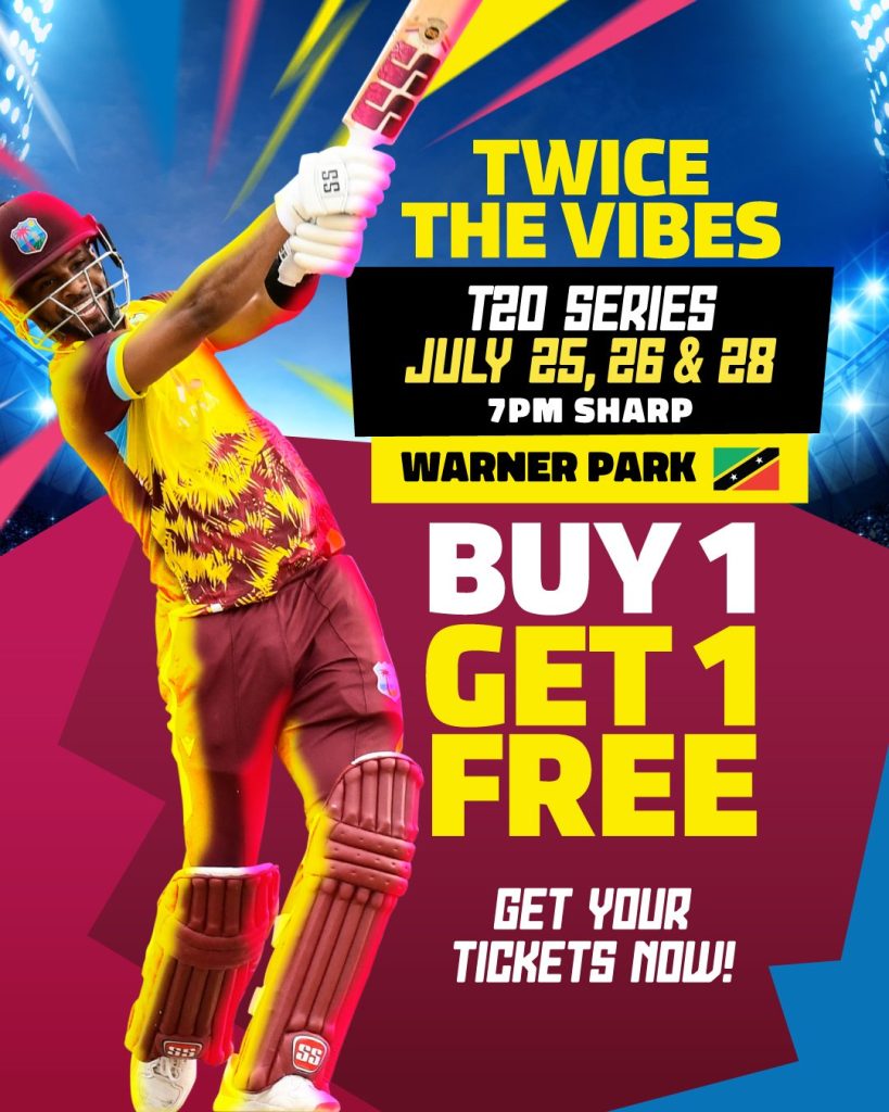 Cricket West Indies Offers “Buy One, Get One Free” Ticket Promotion for T20 International Matches in St. Kitts