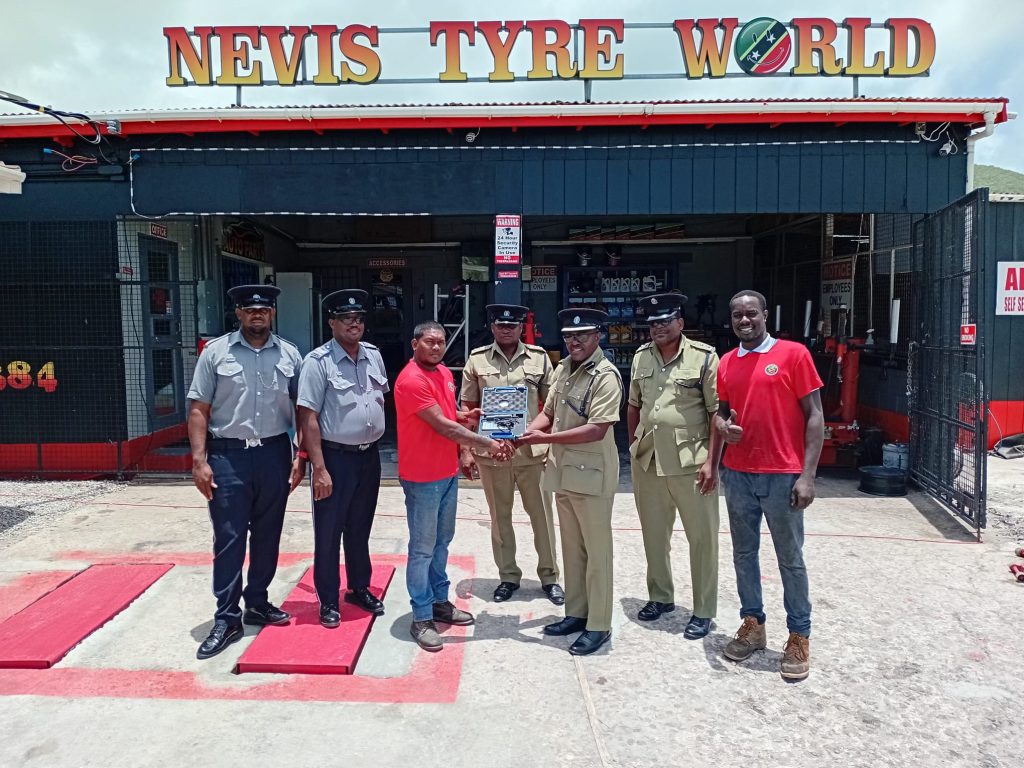 Nevis Tyre World Donates Speed Detection Radar and Tint Meter to Police Division C