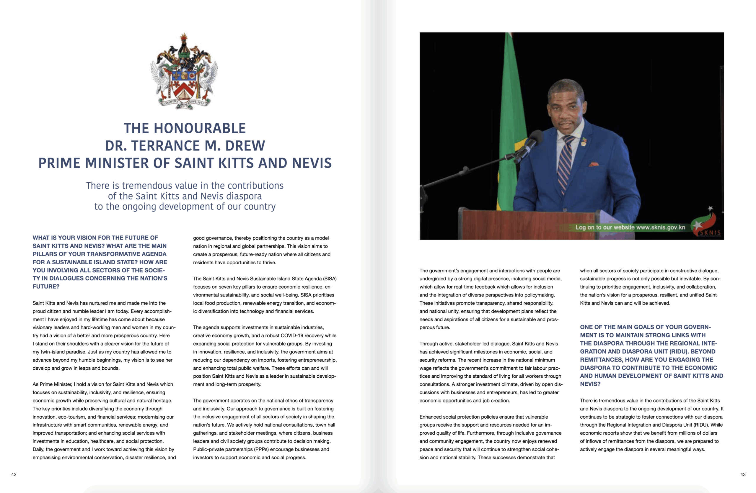 Diplomatic World Magazine Highlights Prime Minister Drew’s Transformative Agenda for St. Kitts and Nevis