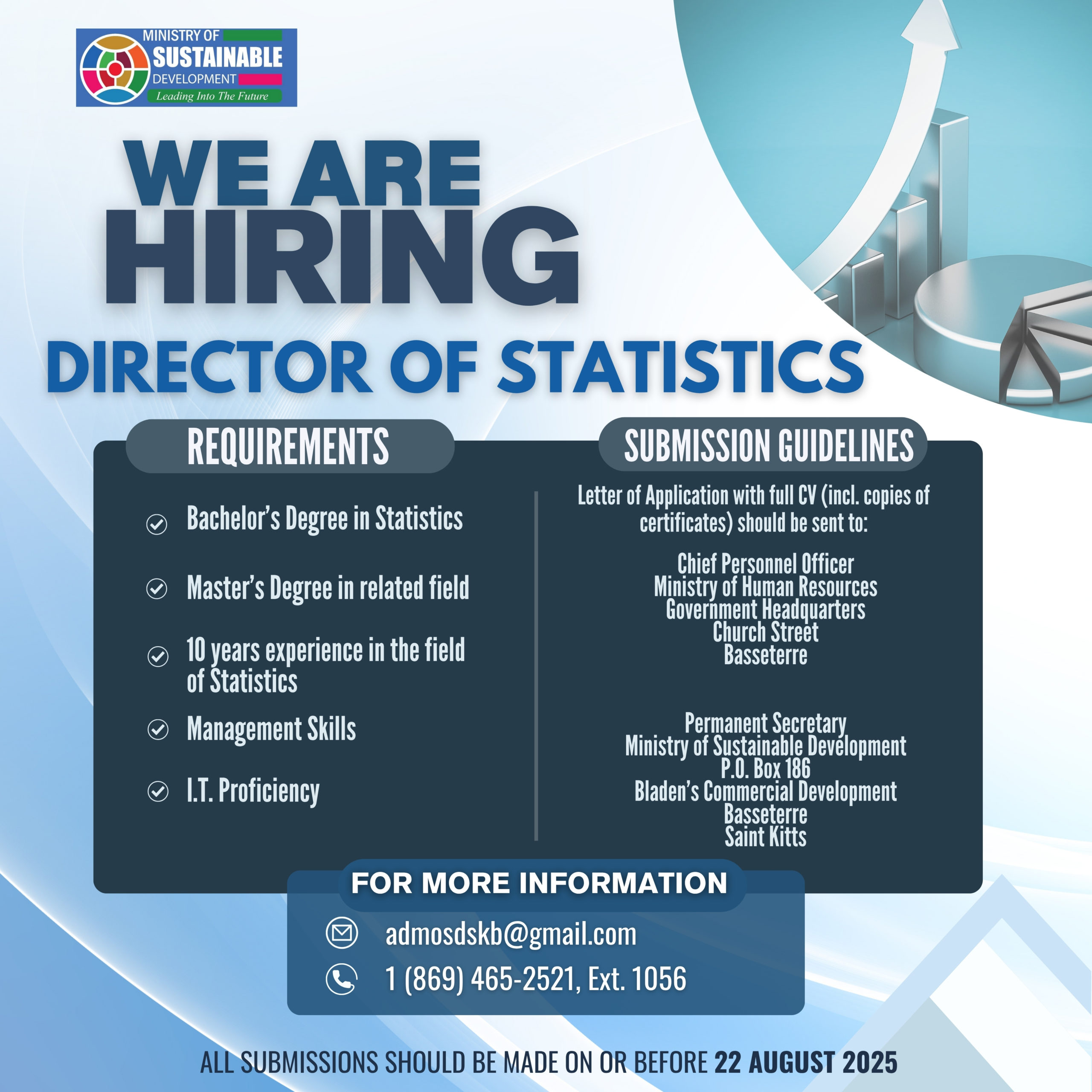 Director of Statistics Position Available, Ministry of Sustainable Development